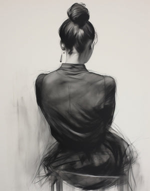 Seated Woman: Charcoal Elegance