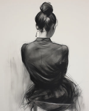 Seated Woman: Charcoal Elegance