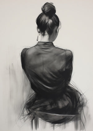 Seated Woman: Charcoal Elegance