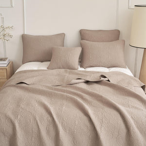 DaDa Bedding Neutral Taupe Beige Sandy Elegant Matelasse Cotton Quilted Bedspread Set (JHW-585)