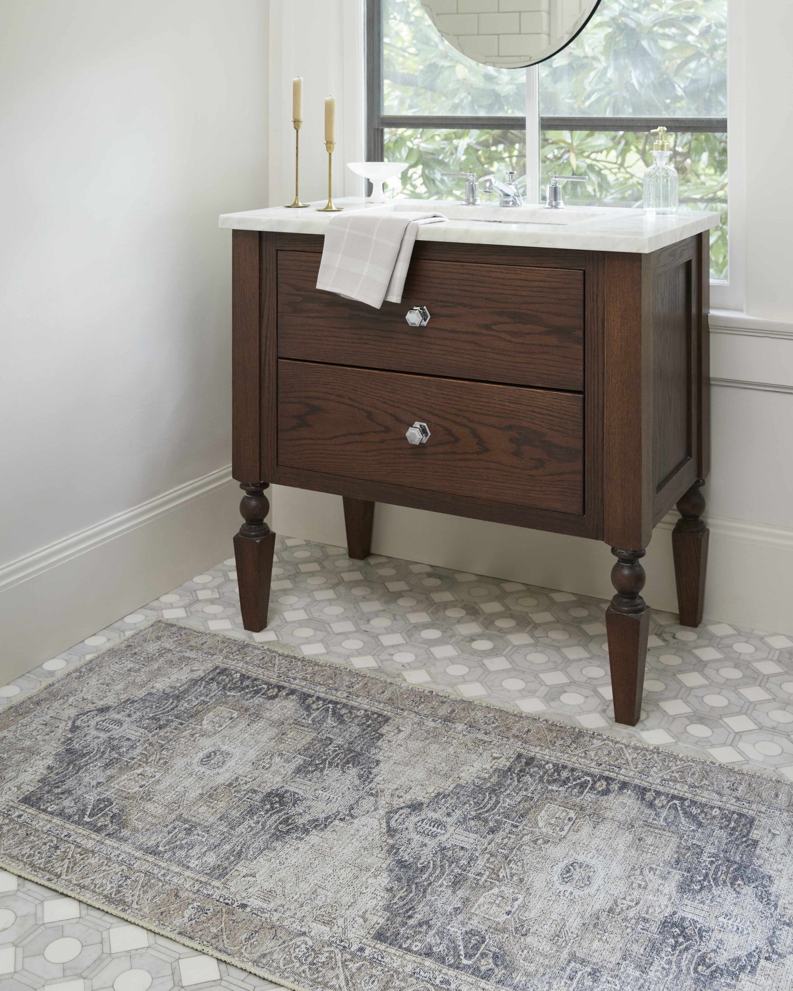 Beige Rosman Washable Runner Rug - Clearance
