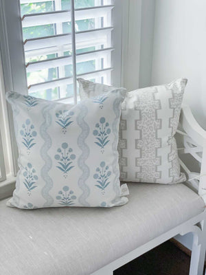 Wavy Floral Pillow Cover | Featuring Cottage Blue Colorway
