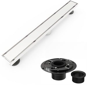 matte black Linear shower drain stainless steel material 24 inch with tile insert 2-in-1 cover with hair strainer and adjustment feet