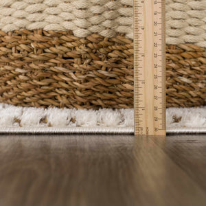 Keita Cream & Brown 7ft Runner Rug