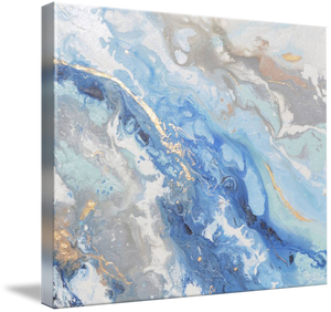 "Found Solace II" GICLEE PRINT Art Modern Blue White Abstract Painting Gold Leaf Coastal Beach