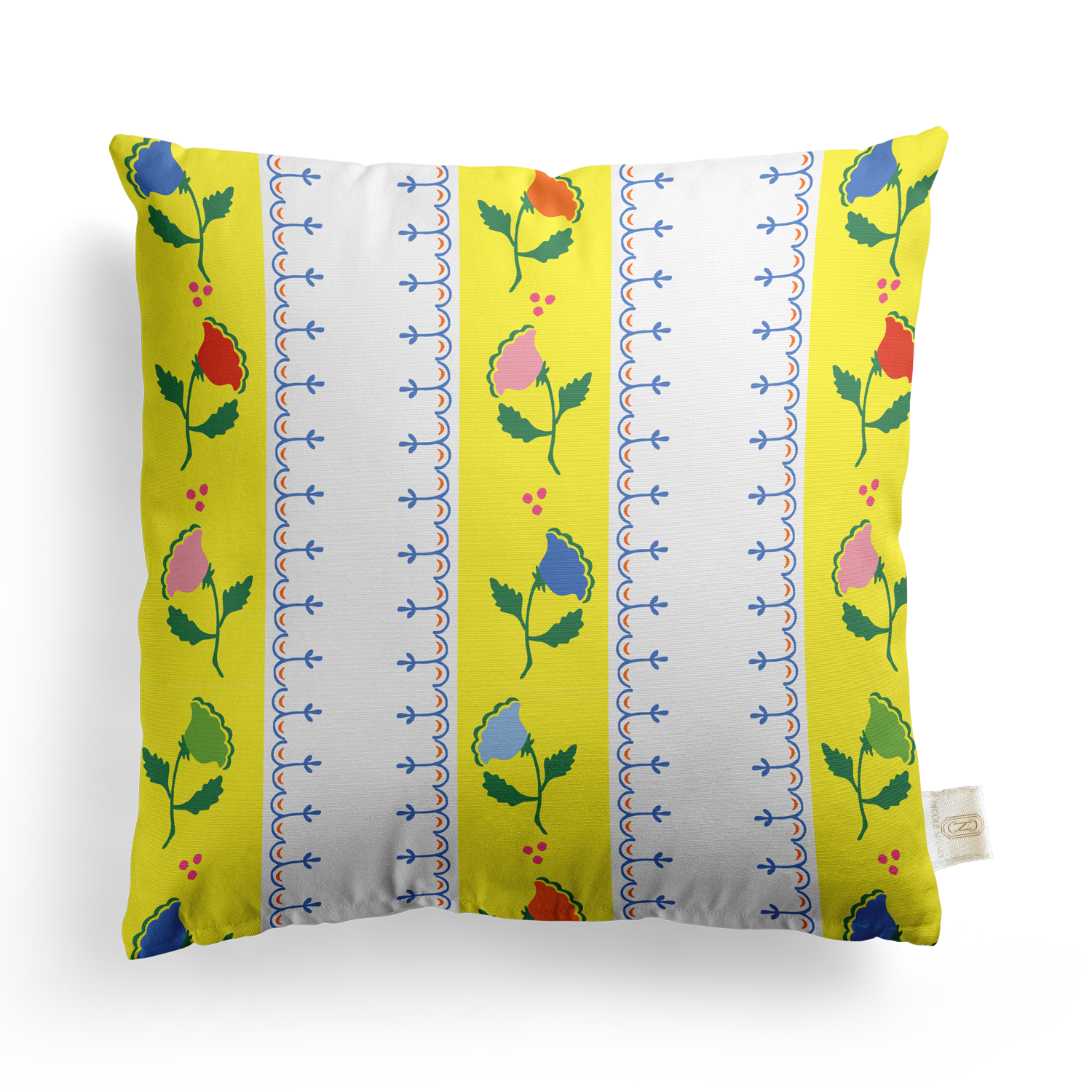 Fretwork Floral Pillow Cover | Featuring Fiesta Colorway