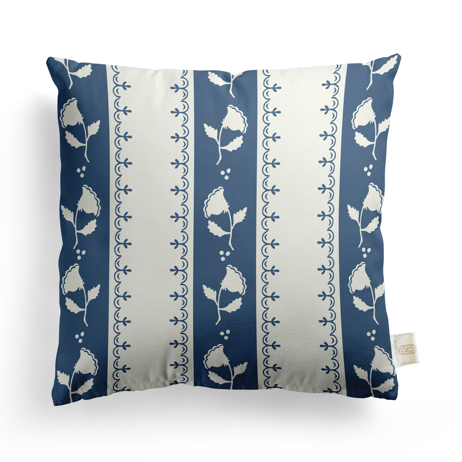 Fretwork Floral Pillow Cover | Featuring Navy Haven Colorway