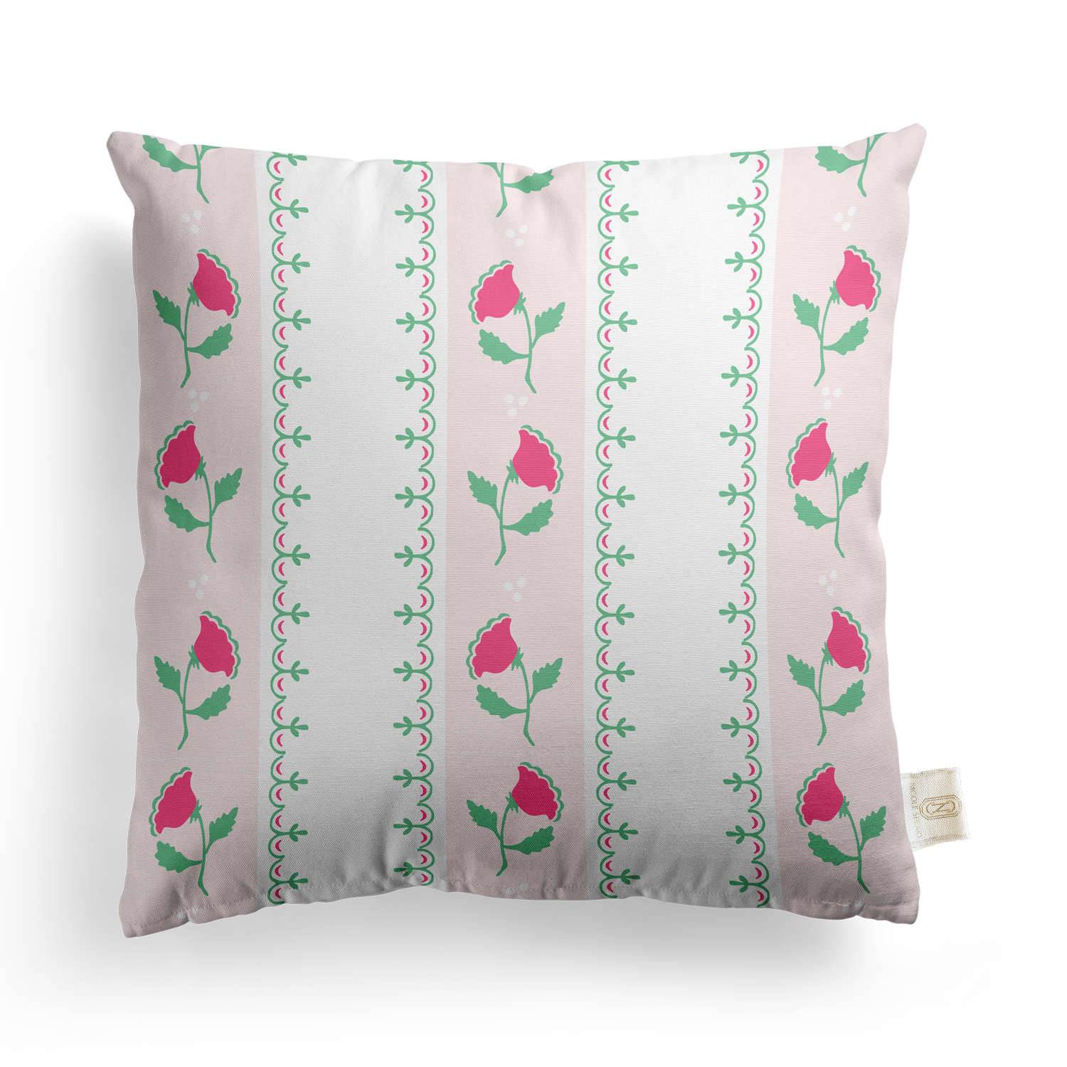 Fretwork Floral Pillow Cover | Featuring Preppy Colorway
