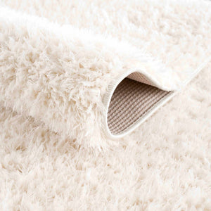 Faina Solid Cream Shag 7ft Rug Washable