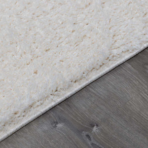 Faina Solid Cream Shag 7ft Rug Washable