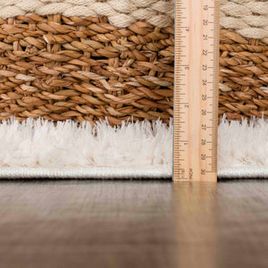 Faina Solid Cream Shag 7ft Rug Washable