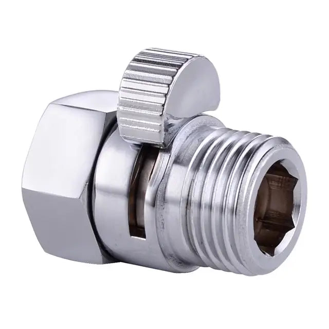 Water Flow Control Valve Brass G1/2 shower Flow Restrictor Adjustable Water Volume for HandHeld Shower Head Shut Off Valve - chrome