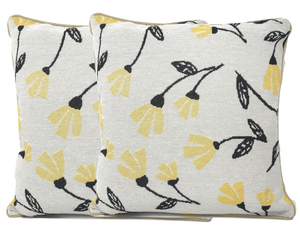 DaDa Bedding Yellow Fleur Floral Botanical Spring Tapestry Throw Pillow Cover, 16" x 16" (18112)