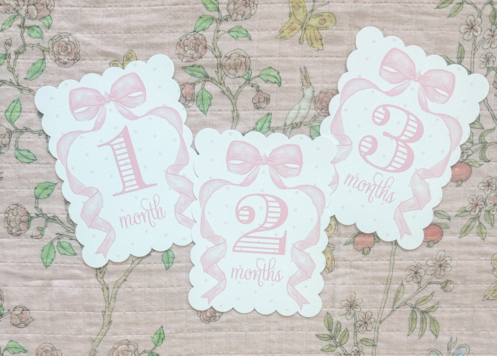Pink Bow Milestone Cards