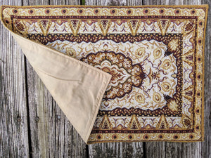 DaDa Bedding Set of 4-6 Pieces Royal Persian Style Rug Golden Brown Floral Tapestry Placemats 13” x 19” (18119)