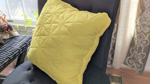 DaDa Bedding Hand-Made Tuscan Sun Yellow Sherpa Backside Quilted Throw Pillow - 18" x 18"