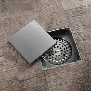 Brushed Nickel brass floor drain 4x4inch