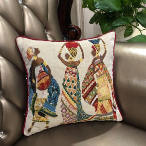 DaDa Bedding Dancing Women African Dreams Tapestry Throw Pillow Covers 16" x 16"