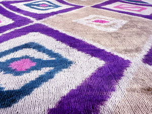 Violet & Indigo Diamond Ikat Pillow – 16x16” Silk Velvet Handmade