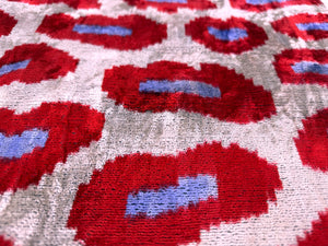Red & Purple Ikat Velvet Pillow – 16x16in | Luxury Handmade Throw Pillow