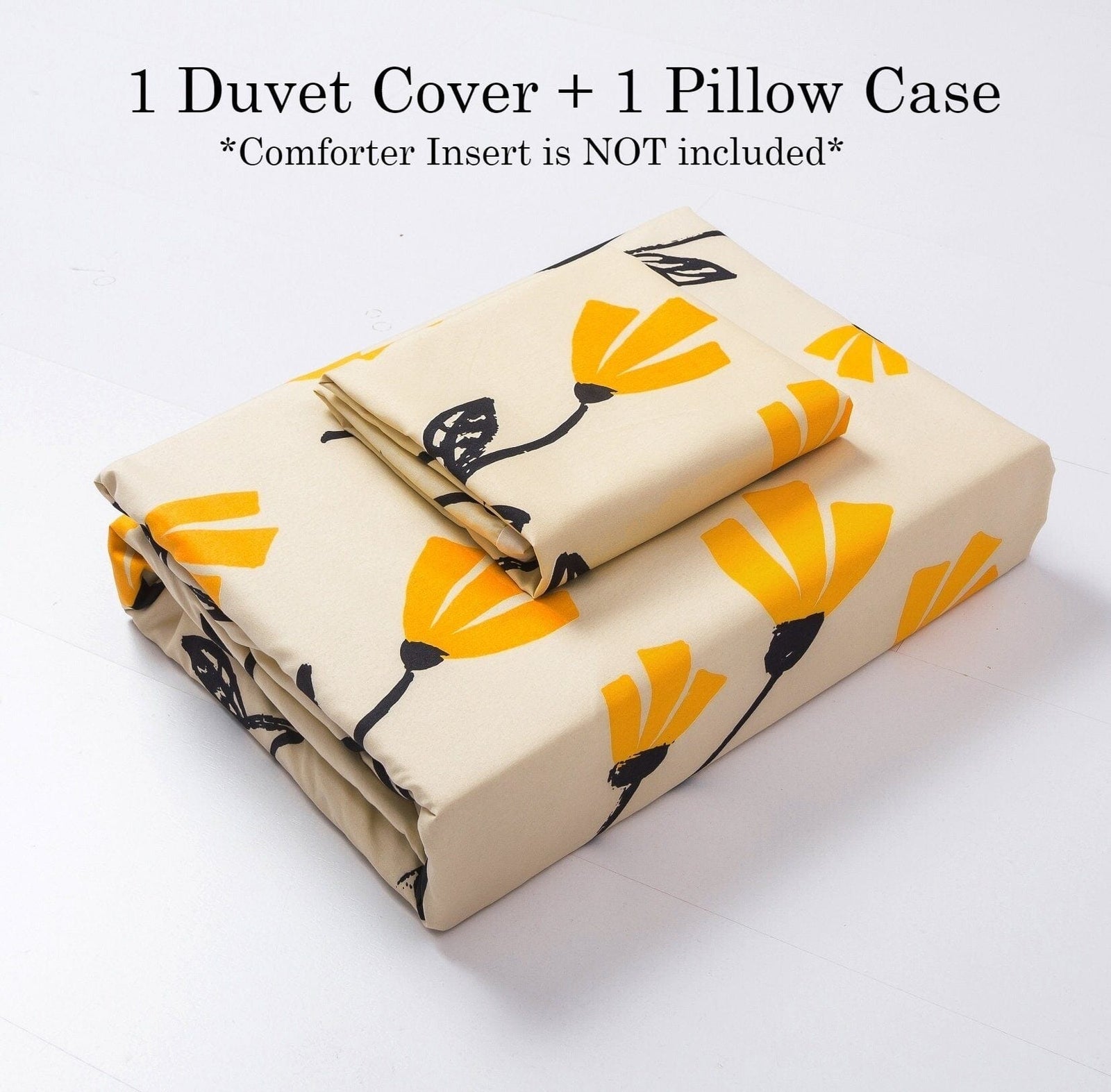 DaDa Bedding Yellow Fleur Floral Duvet Cover Set - Twin
