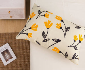 DaDa Bedding Yellow Fleur Floral Fitted and Flat Sheet Set