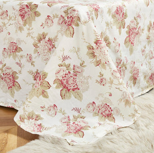 DaDa Bedding Hint of Mint Dainty Cottage Floral Roses Cotton Flat Sheet Only w/ Pillow Case (3036)