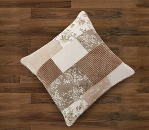 DaDa Bedding Vintage Patchwork Dusty Rose Taupe & Tan Beige Brown Floral Euro Pillow Sham Cover, 26" x 26" (JHW866)