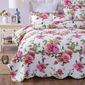 DaDa Bedding Romantic Roses Floral Bed in a Bag Set - Pink Cottage Bedding