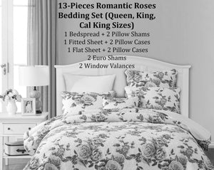 DaDa Bedding Romantic Roses Floral Bed in a Bag Set - Pink Cottage Bedding
