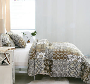 DaDalogy Paisley Dreams Floral Bed in a Bag Set - Olive Brown