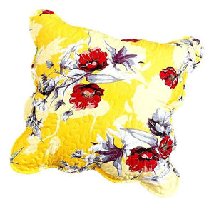 DaDa Bedding Set of 2 Sunshine Yellow Hummingbirds Floral Scalloped Throw Pillow Covers, 18" (JHW925)