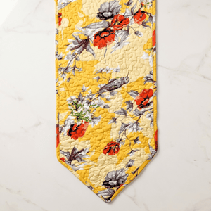 DaDalogy Bedding Sunshine Yellow Floral Vintage Hummingbirds Garden Table Runner (925)