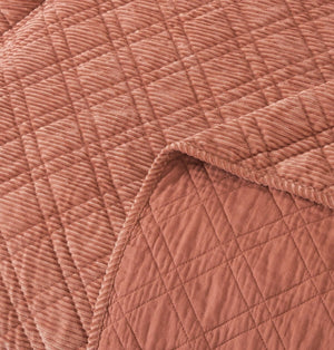 DaDalogy Bedding Terracotta Coral Brick Orange Soft Velour Corduroy Bedspread Set (JHW952)