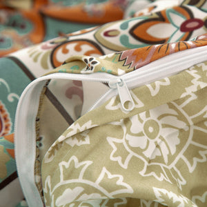 DaDalogy Bedding Bohemian Duvet Cover w/Pillow Cases - Reversible Coral Teal Floral Paisley Botanical Garden Party - Bright Vibrant Multi-Colorful Blue Salmon Pink