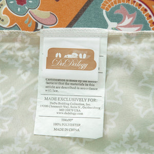 DaDalogy Bedding Bohemian Duvet Cover w/Pillow Cases - Reversible Coral Teal Floral Paisley Botanical Garden Party - Bright Vibrant Multi-Colorful Blue Salmon Pink