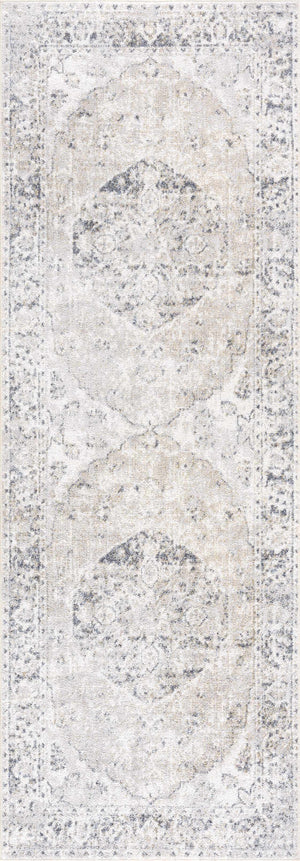 Rudo Cream Washable 7ft Runner Rug