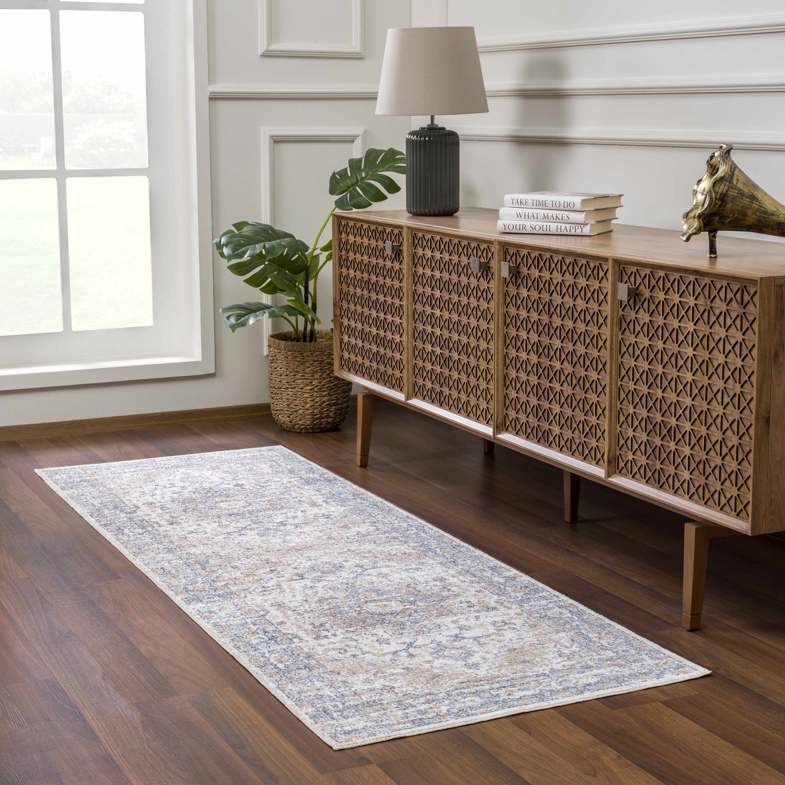 Ezri Cream Washable Runner Rug