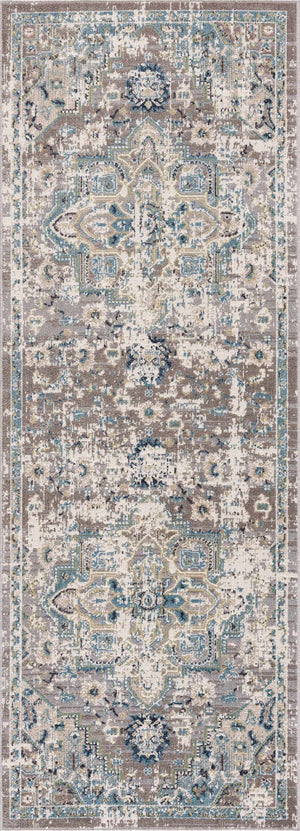 Cabacungan Gray & Blue Washable 7ft Runner Rug