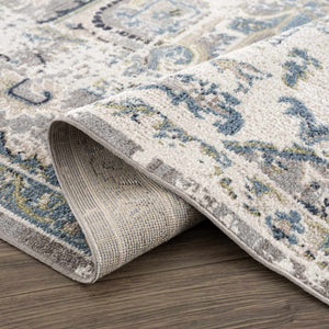 Cabacungan Gray & Blue Washable 7ft Runner Rug