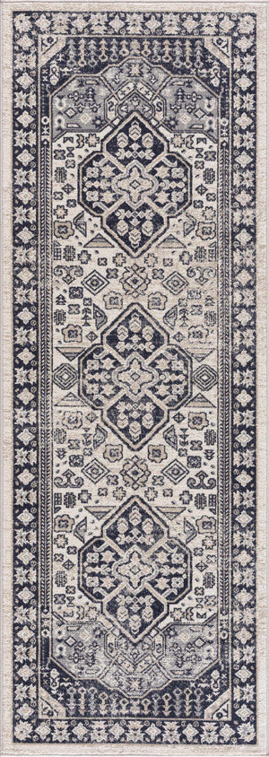 Cabacungan Cream & Gray Washable 7ft Runner Rug