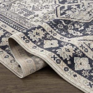 Cabacungan Cream & Gray Washable 7ft Runner Rug