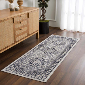 Cabacungan Cream & Gray Washable 7ft Runner Rug