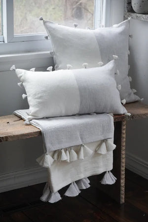 Grey Tassels So Soft Linen Pillow