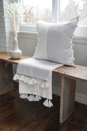 Grey Tassels So Soft Linen Pillow