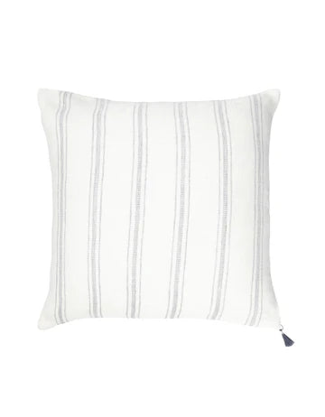 White with Grey Stripes Linen Pillow 20x20