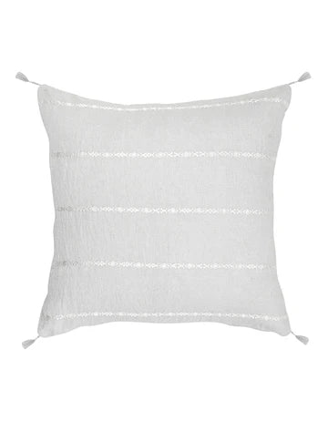 Light Grey & White Embr Stripes So Soft Linen Pillow