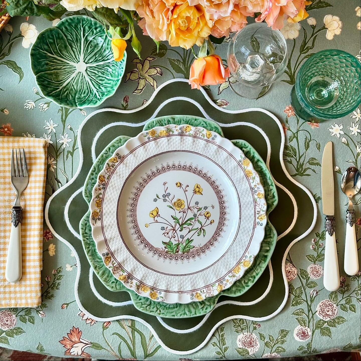 HAVEN GREEN WAVY EDGE FAUX LEATHER PLACEMAT (Set Of 4) - Set of 4