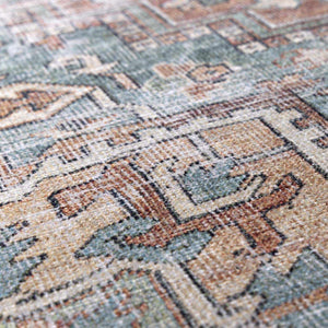 Green Nisa Washable 7ft Runner Rug