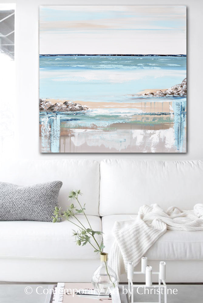 "Coastal Air" GICLEE PRINT Art Coastal Abstract Painting Blue Green Seascape Expressionistic Ocean Decor